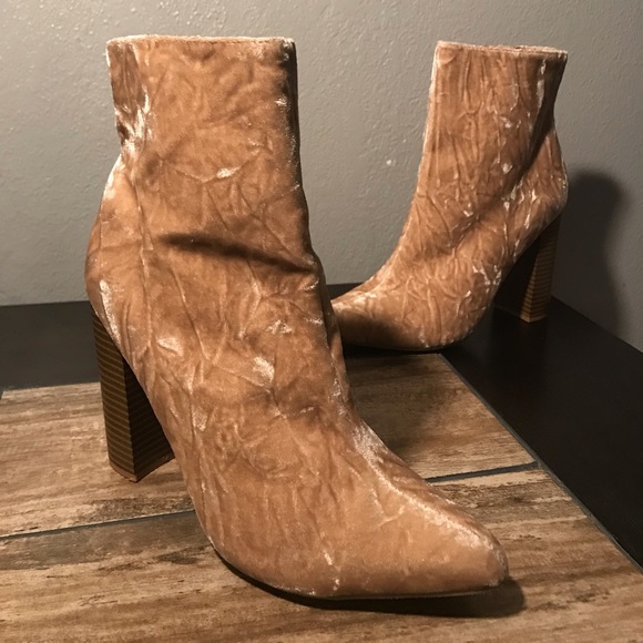 Ankle booties, Tan thick heel- 3 inch heel - Picture 3 of 6